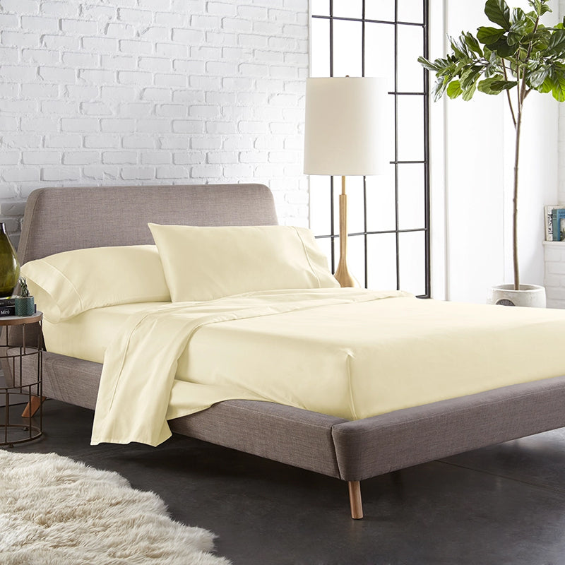 Maison Solid Cotton Single Bedsheet (Ivory) - 200 TC