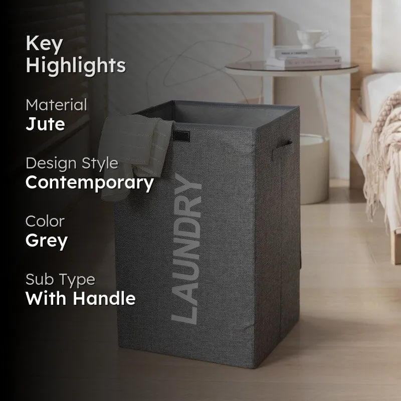 Wash Dock Jute Laundry Basket - Grey media 2