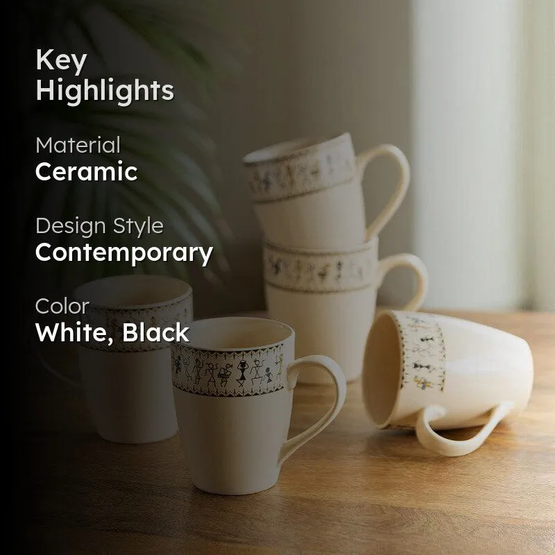 Wise Ceramic Coffee Mug (300 mL Each) - Set of Six media 2