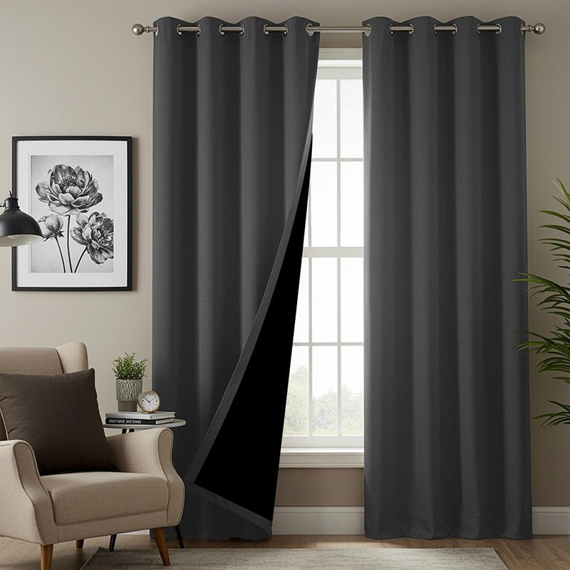 Urban Space Soft Grey Blackout Curtain - Set Of Two media 2