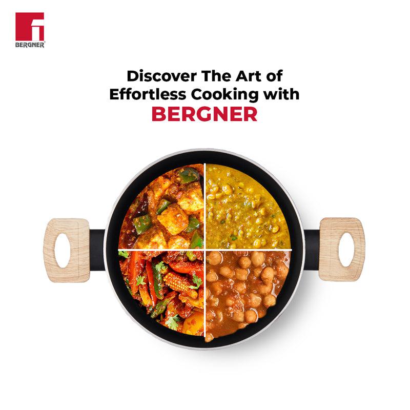 Bergner Non Stick Kadhai With Lid - 5200 mL/11 Inches media 8