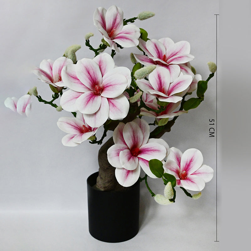Magnira Artificial Mini Magnolia Tree With Black Plastic Pot (Pink) - 50 cm media 6