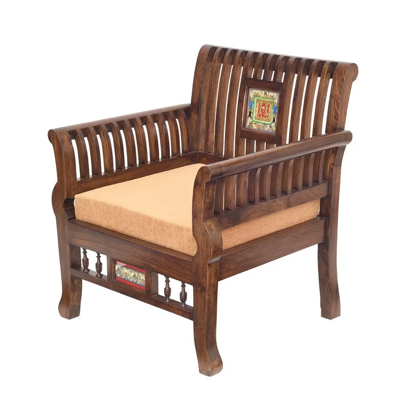 Nyle Teak Wood Accent Chair media 4