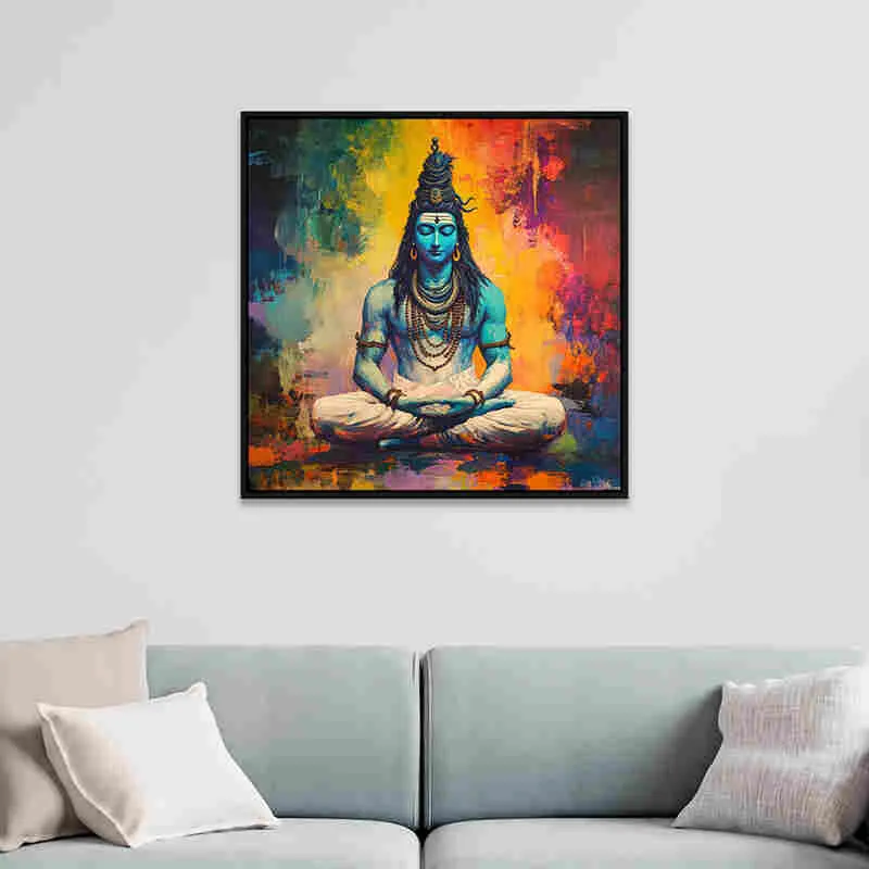 Vibrant Shiva Canvas Wall Art With Frame media 1