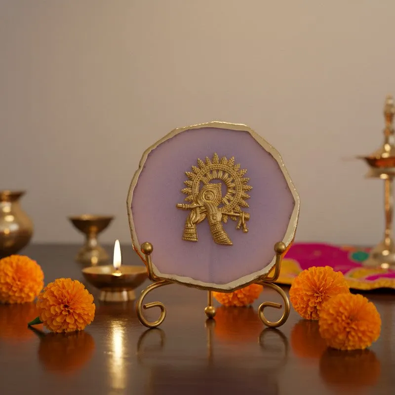 Krishna Harmony Agate Showpiece With Stand - Lilac media 1