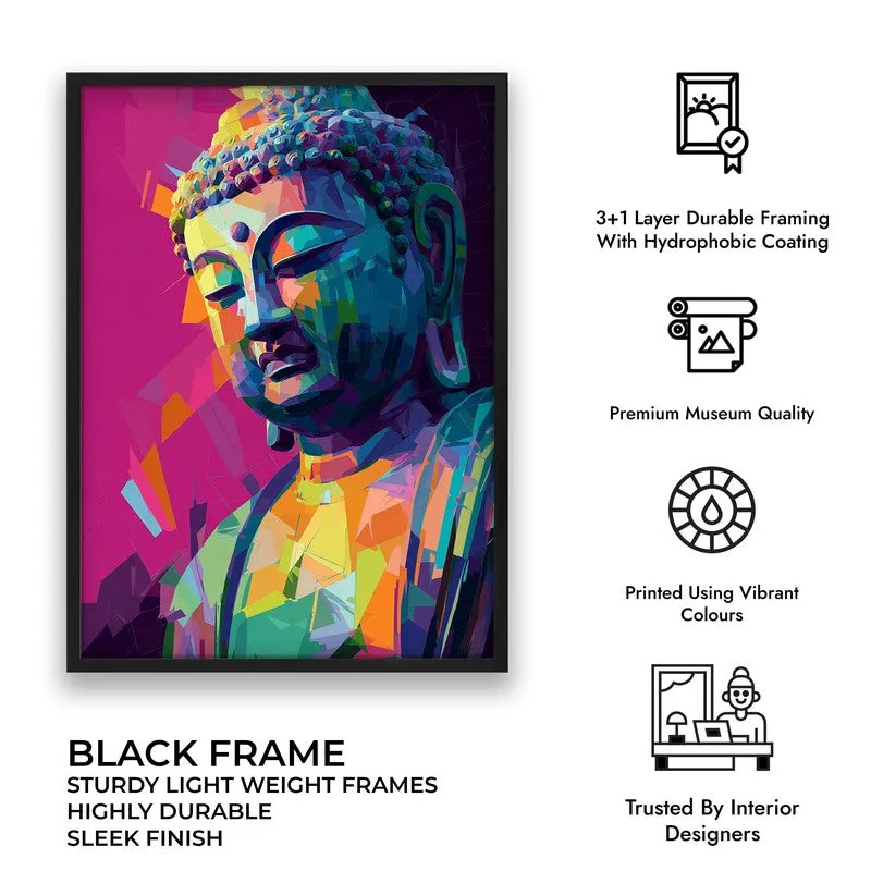 Awakened in Color Buddha Archival Paper Wall Painting With Black Frame media 9