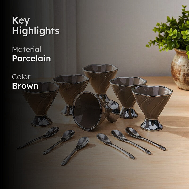 Abriya Brown Ice Cream Cup (200 ML) - Twelve Piece Set media 2