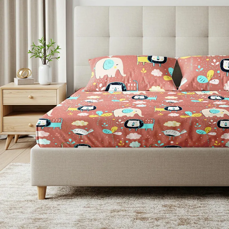 Urban Space Junglee Kids Cotton Bedsheet (Pink) - 200 TC media 4