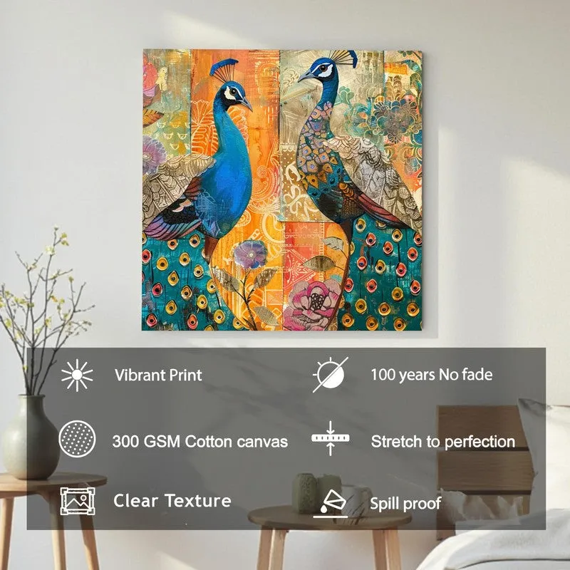 Peacock Harmony Canvas Wall Art media 6