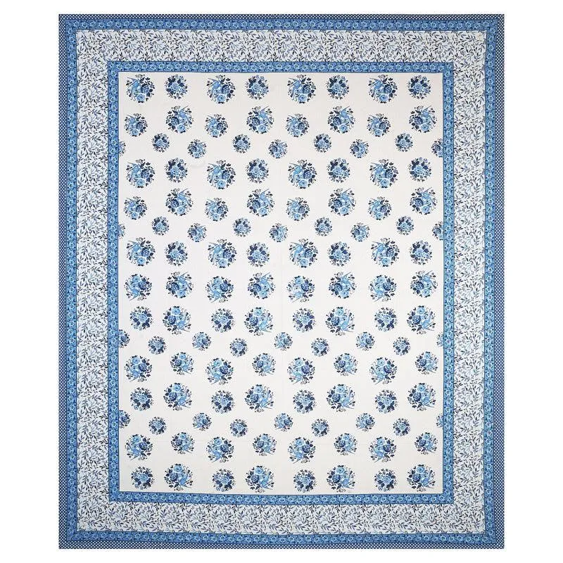 Bhuja Floral Cotton Bedsheet (Blue) - 144 TC media 5