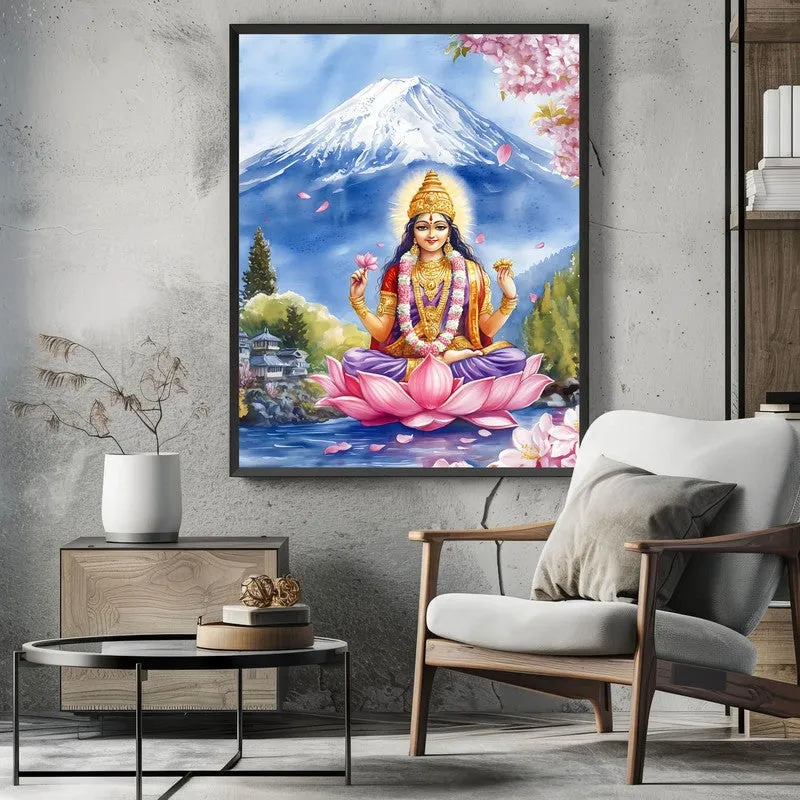 Bhagyalaxmi Spiritual Archival Paper Wall Painting With Frame - Black media 3