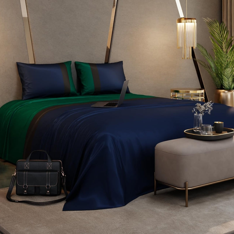 Vogue Satin Bedsheets (Blue,Green) - 150 GSM