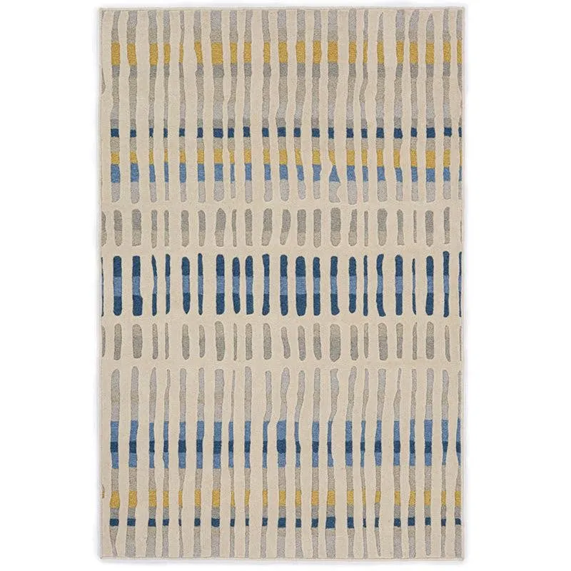 Iros Hand Tufted Geometric Wool & Nylon Carpet - Navy Blue media 1