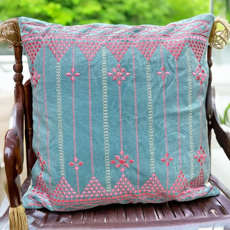 Thread Studio Embroidered Cotton Cushion Cover media 4