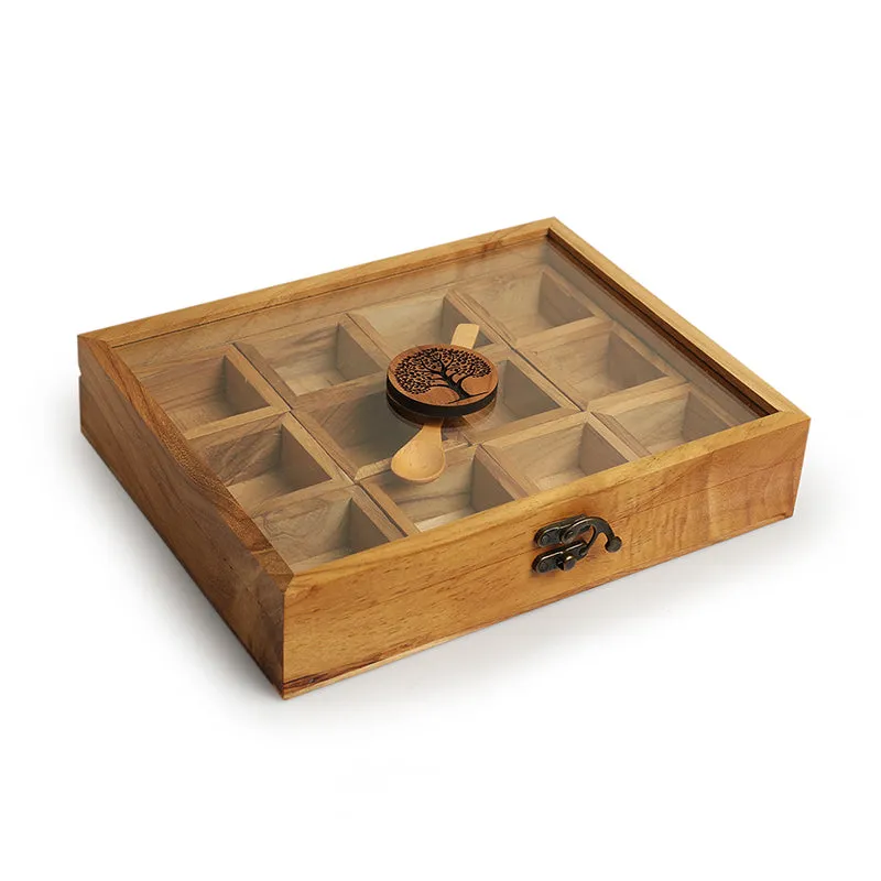 Pakshala Teak Wood Masala Box - Fourteen Piece Set media 3