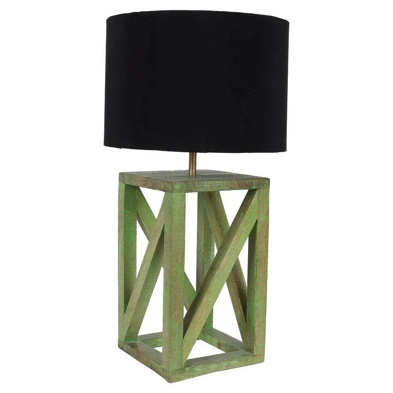Monae Criss Cross Fabric Table Lamp - Black,Green media 4