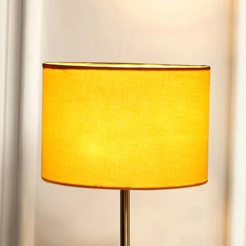 Glow Mesa Cotton & Metal Table Lamp (Drum) - Yellow,Gold media 3