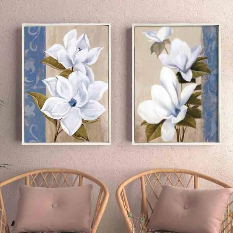 Pristine Blooms Canvas Wall Art - Set Of Two media 1