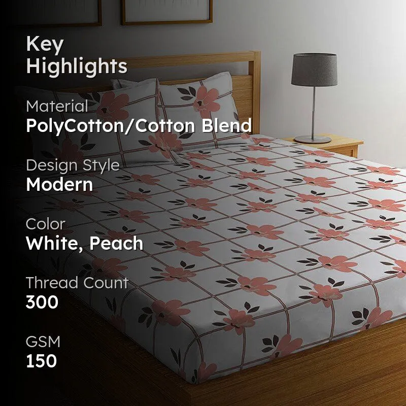 Zephyr Checkered Bedsheet (Peach) - 150 GSM media 2