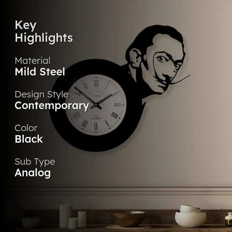 Grindial Steel Analog Wall Clock - Black media 2