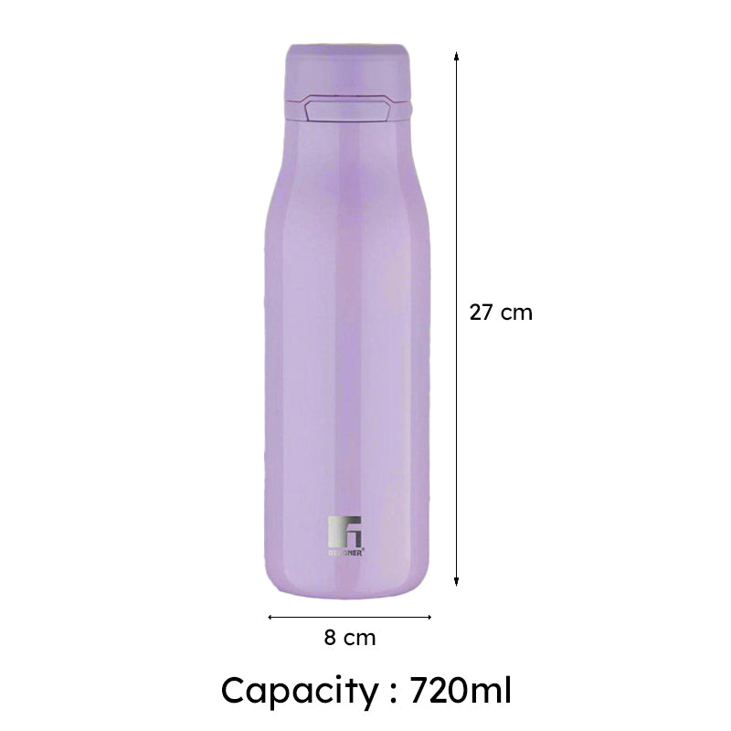 Bergner Walking Liquid Luxe Thermosteel Hot And Cold Flask (Purple) - 720 mL media 6