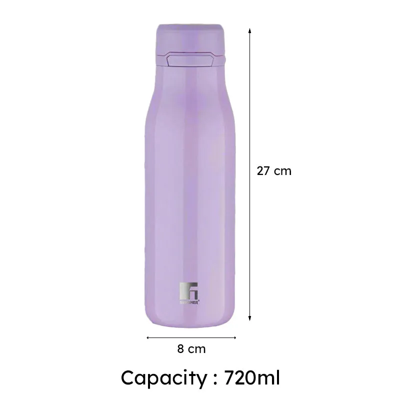 Bergner Walking Liquid Luxe Thermosteel Hot And Cold Flask (Purple) - 720 mL media 6