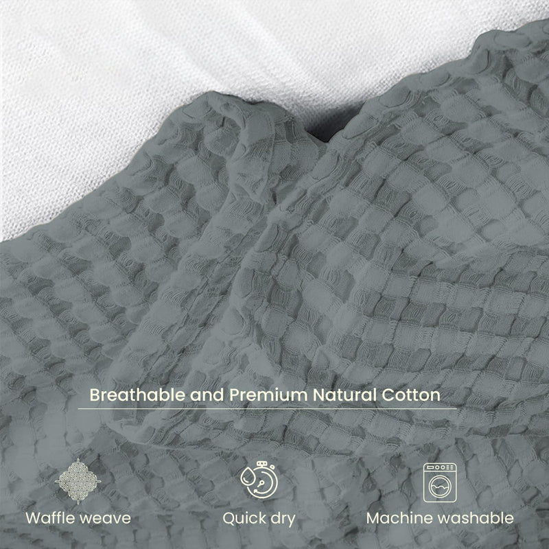 Urban Space Waffle Cotton Blanket (Grey) - 250 GSM media 5
