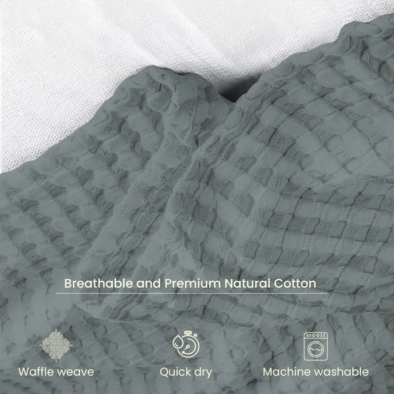 Urban Space Waffle Cotton Blanket (Grey) - 250 GSM media 5