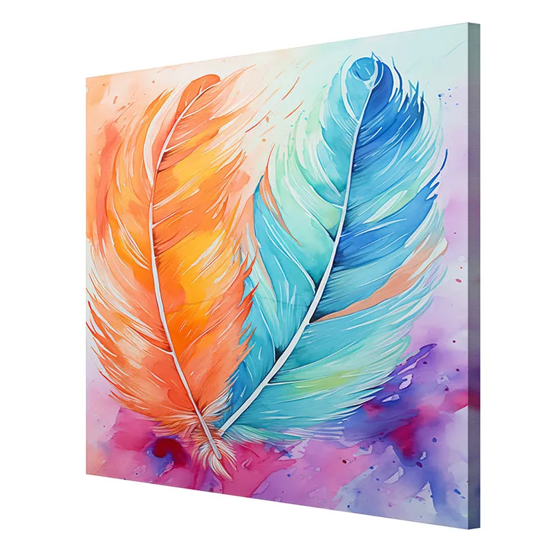 Feathers Watercolor Wall Painting media 6