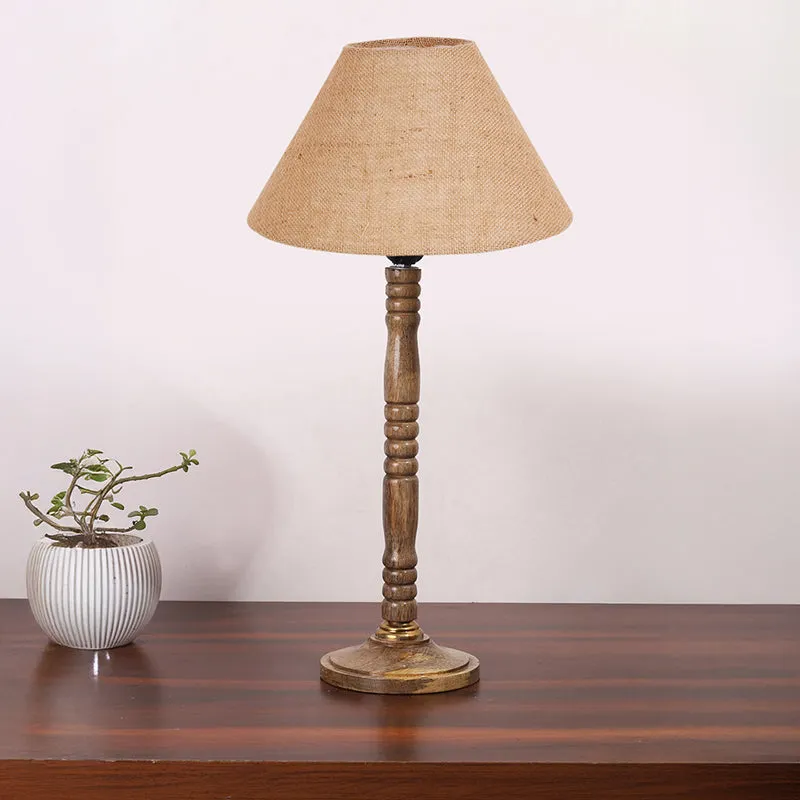 Loft Gleam Table Lamp With Carved Wooden Base - Brown media 3