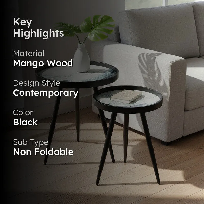 ScandiNest Mango Wood Side & Bedside Tables - Set of Two media 2
