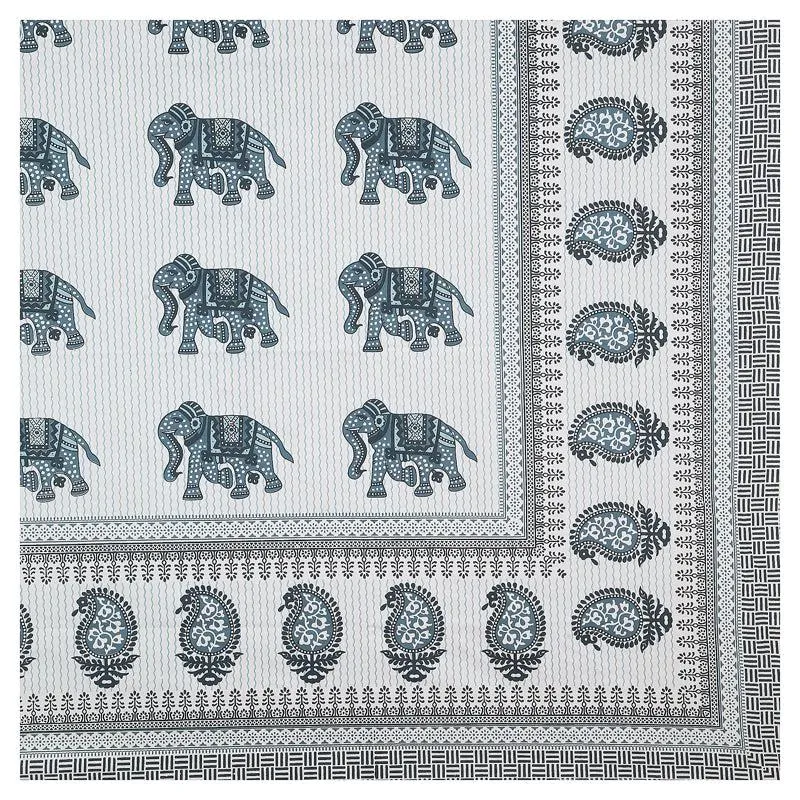 Viraja Ethnic Cotton Bedsheet (White,Green) - 180 TC media 6