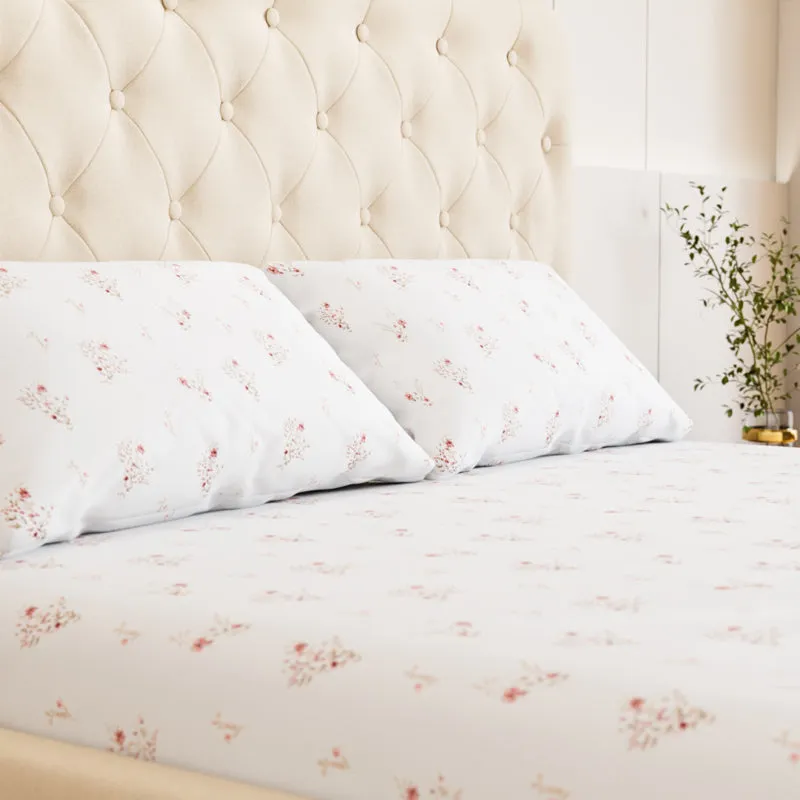 Blossomway Floral Cotton Bedsheet (Brown) - 180 TC media 3