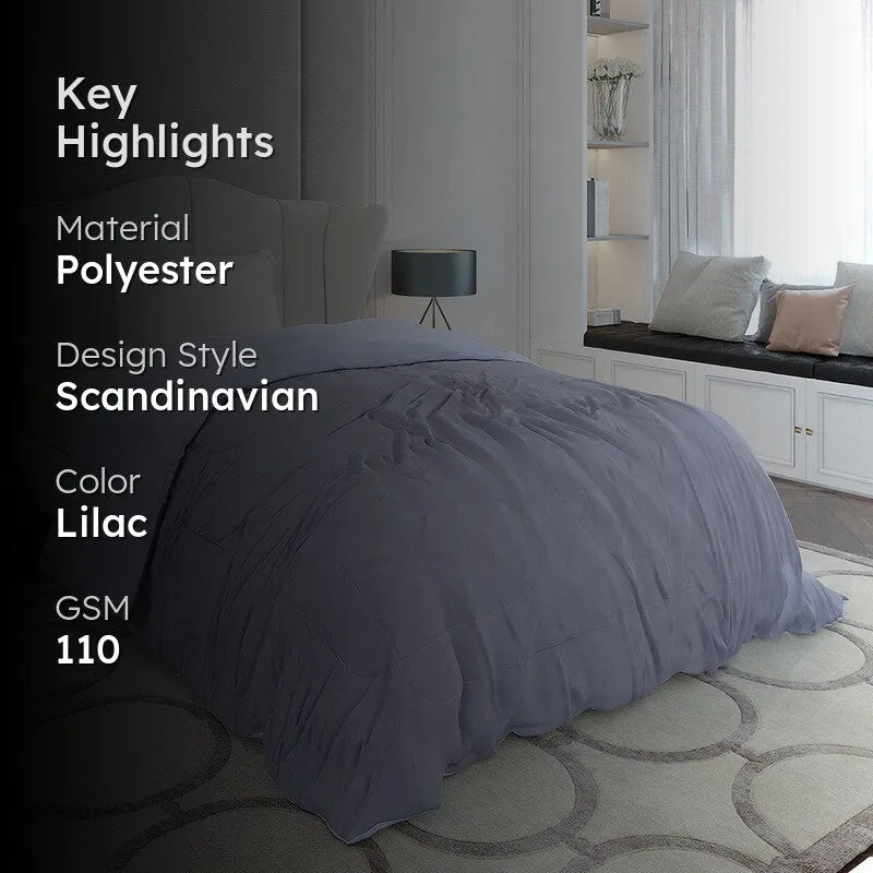 Monte Carlo Softelle Solid Polyester Reversible Comforter (Grey & Lavender) - 110 GSM media 2