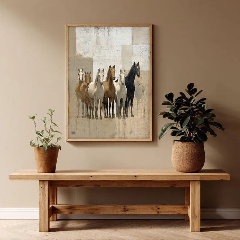 Equine Presence Wall Painting With Brown Frame media 1
