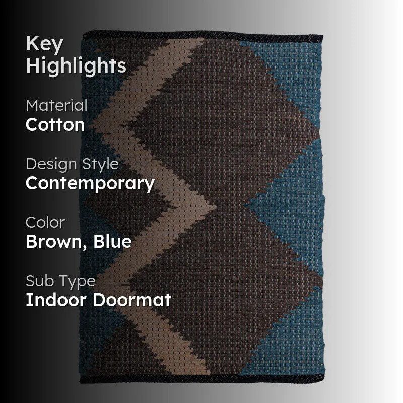 Brayen Cotton Door Mats - Brown & Blue media 2