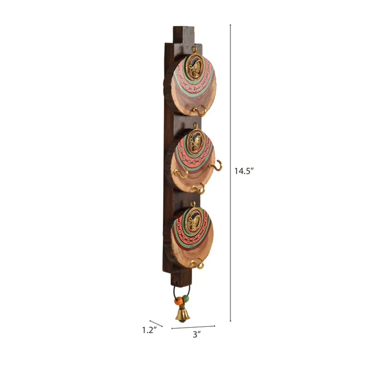 Miyara key holder shown with dimensions of approximately 14.5 by 3 by 1.2 inches