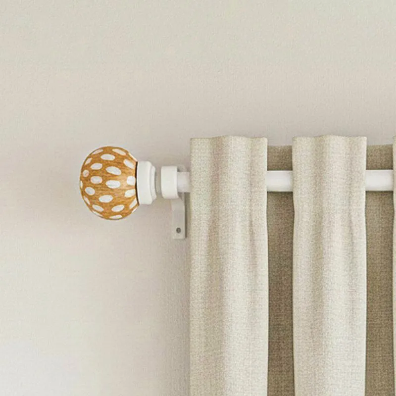 Birch Beam Extendable 1" Single Curtain Rods With Round Finial & Brackets media 1