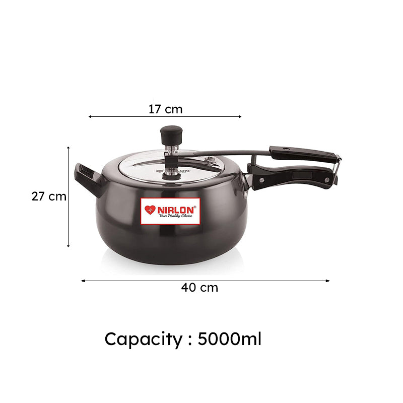 Nirlon Hard Aluminum Anodized Pressure Cooker - 5000 mL/ 7 Inches media 9