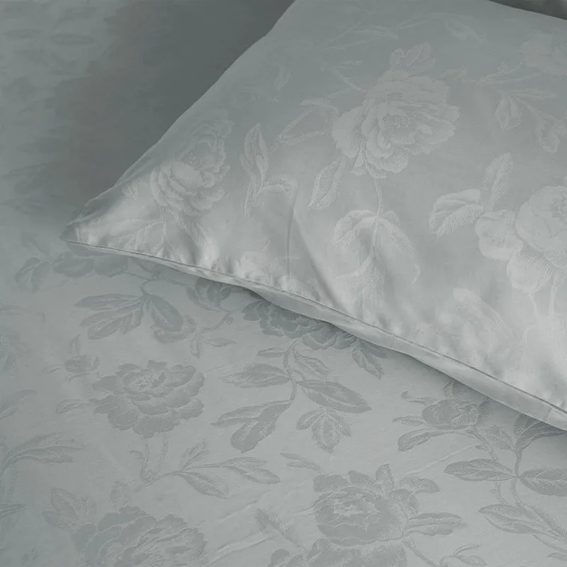 Blooming Rose Jacquard Pillow Cover (Light Grey) - Set Of Two media 5