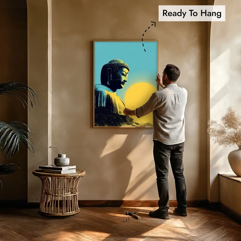 Buddha In Golden Aura IV Archival Paper Wall Painting With Brown Frame media 6