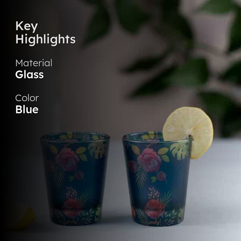 Misty Morning Roses Blue Frosted Shot Glass (30 ml ) - Set Of Two media 2