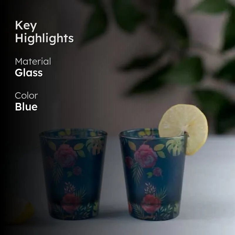 Misty Morning Roses Blue Frosted Shot Glass (30 ml ) - Set Of Two media 2
