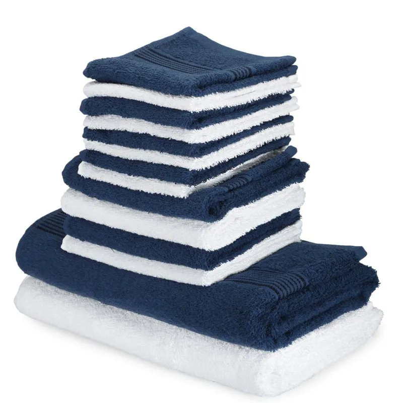 Comfora Towel Set (White,Blue) - Fourteen Piece Set media 4