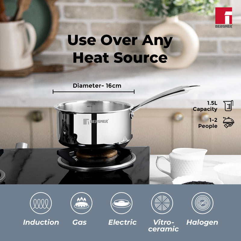 Bergner Induction Safe Saucepan With Lid - 1600 ml/7 Inches media 3