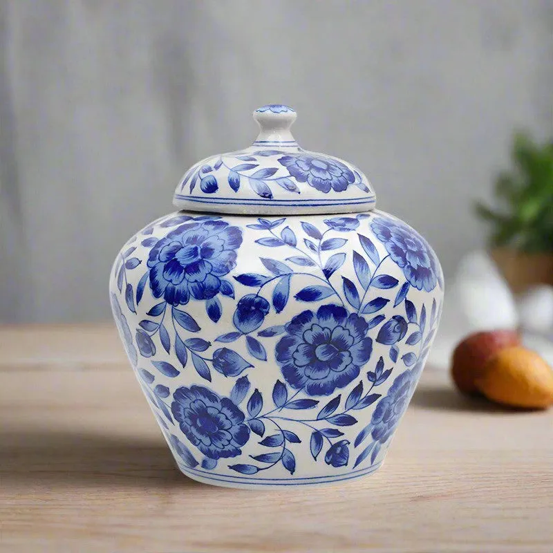 Indigo Phulkari Handpainted Vase media 1