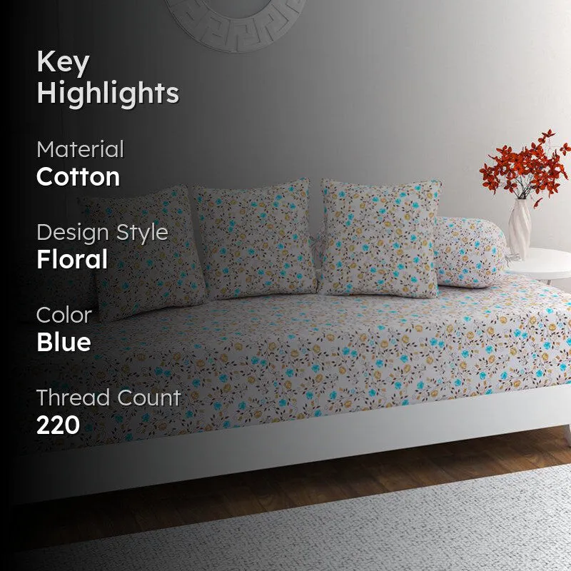 Petal Pavilion Floral Cotton Diwan Set - Blue media 2
