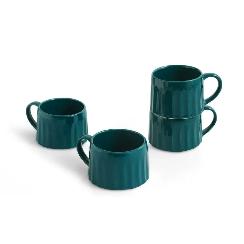 Aqua Ceramic Coffee Mug (250 mL Each) - Set Of Four media 3