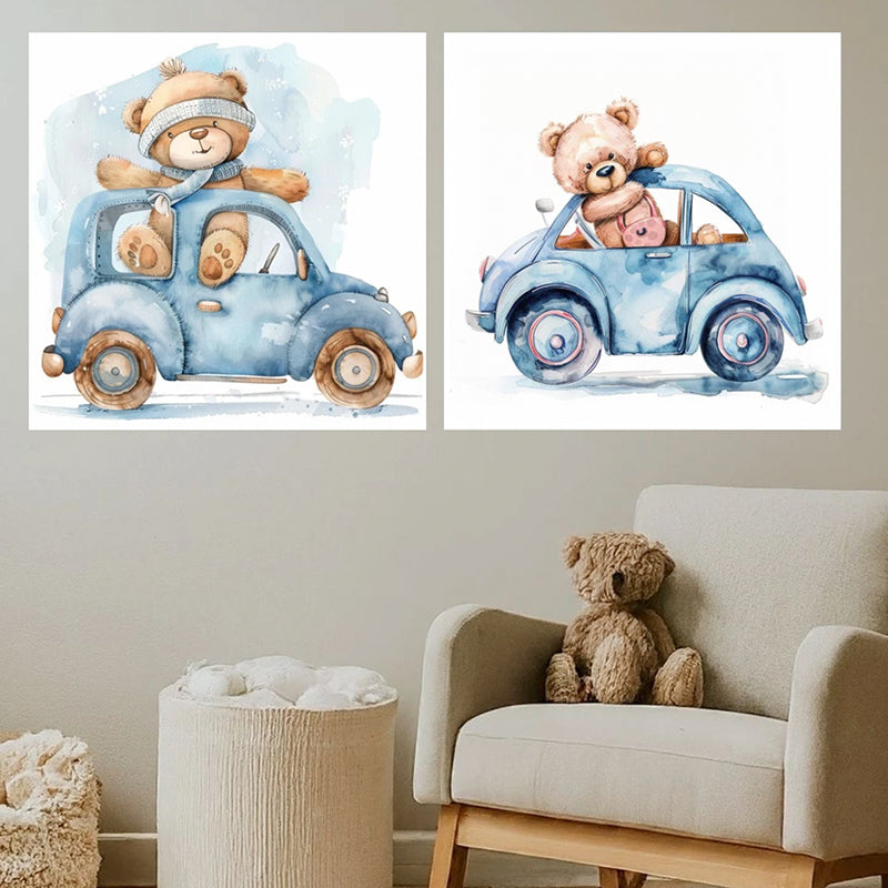 Teddy Tires Wall Art - Set Of Two