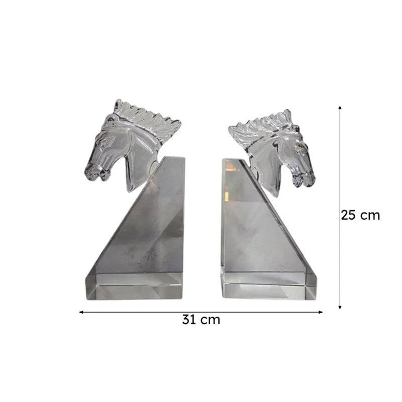 Horse Shaped Crystal Book End - Grey media 7